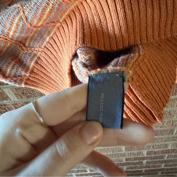 Talbots Men’s Knitted Orange Grandfather Cotton Crewneck Sweater Size Medium - Picture 3 of 7